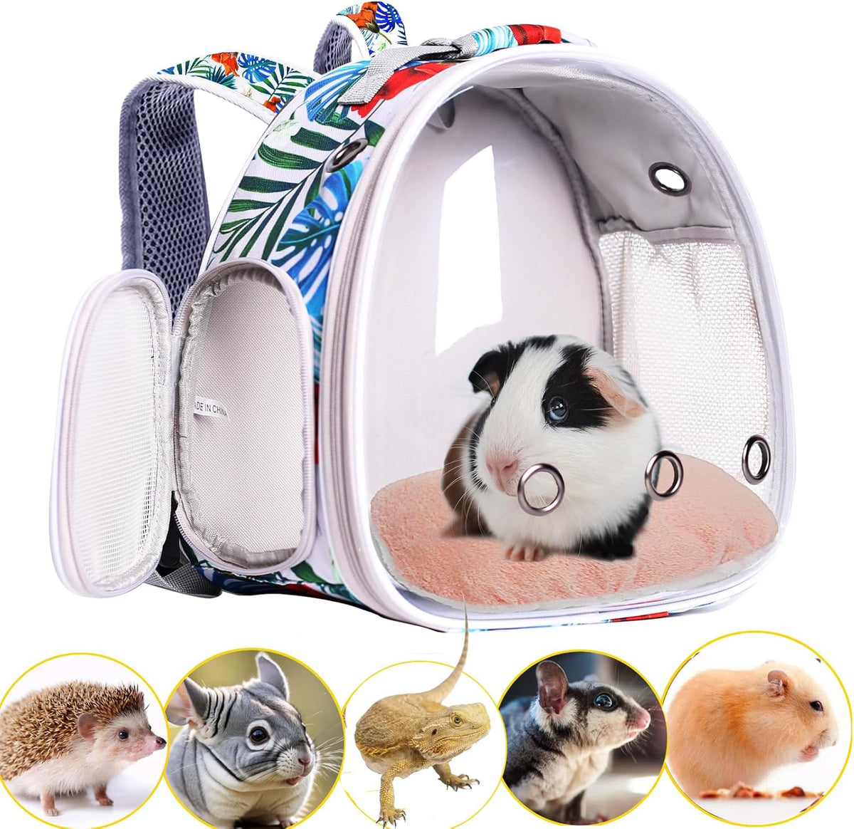 Bearded Dragon Travel Carrier,Lizards Carrier, Small Animal Travel Carrier for Sugar Glider Hedgehog Rat Parrot Bird Guinea Pig, Portable Guinea Pig Travel Bag for 2 - Image 14
