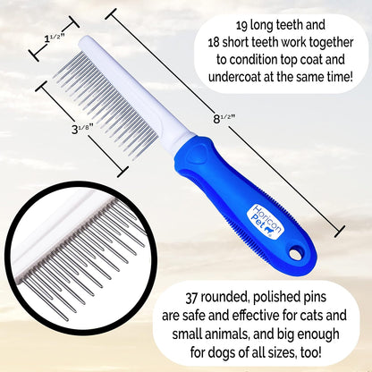 Horicon Pet premium pet comb demonstrating the safe skin friendly rounded teeth design