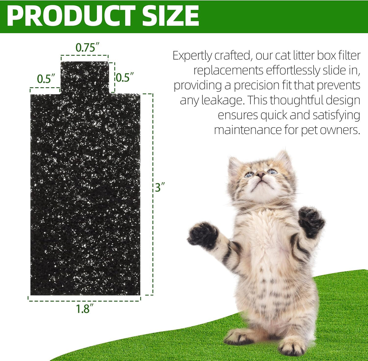 Twelve pack of premium black charcoal deodorizing filter pads for automatic pet litter boxes