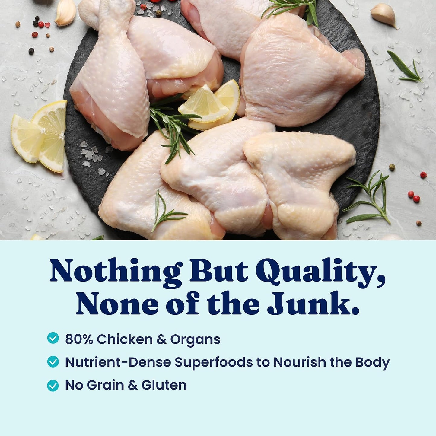 Solid Gold chicken recipe air dried dog food bag showing nutritional benefits
