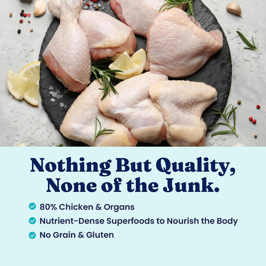 Solid Gold chicken recipe air dried dog food bag showing nutritional benefits
