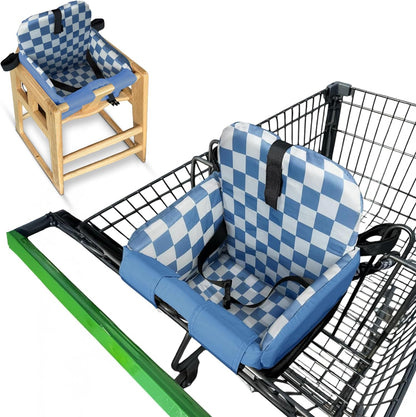JoSeat blue checkered shopping cart seat cover front view