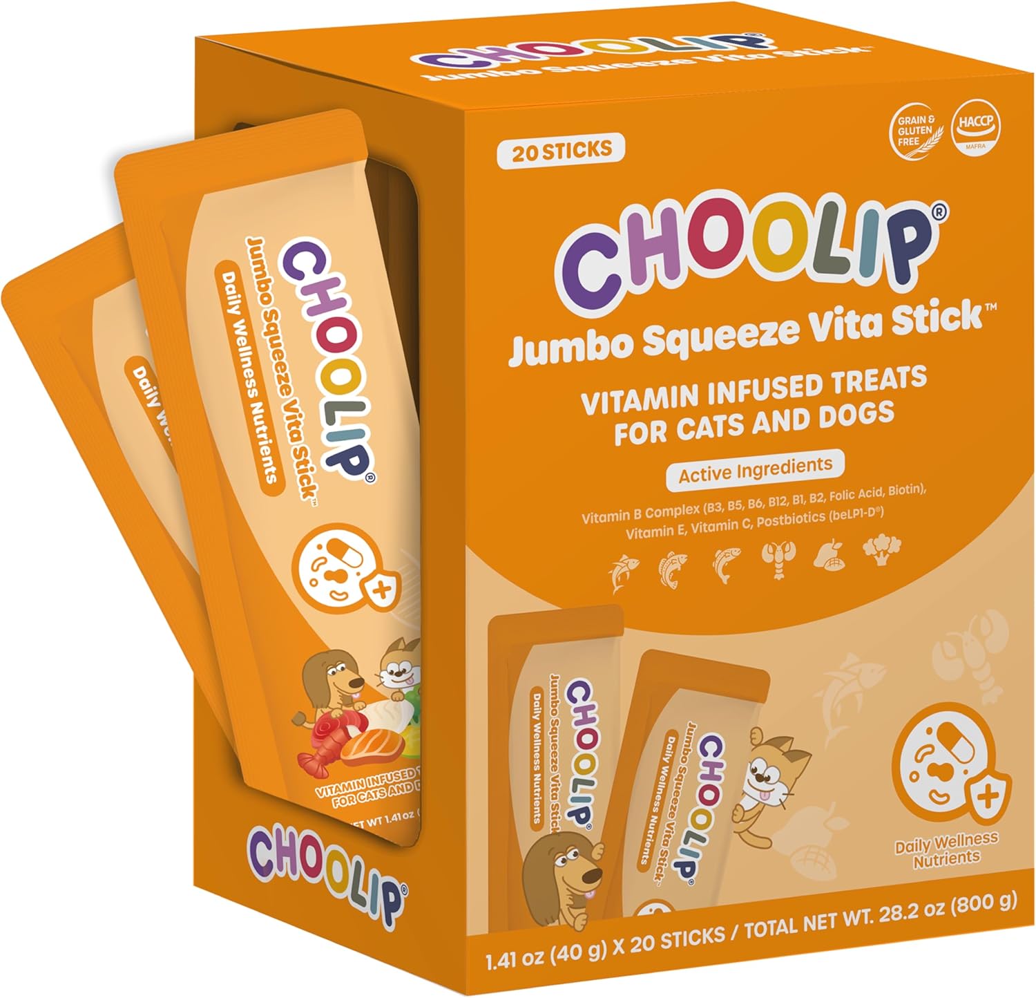Choolip Squeeze Vita Stick lickable cat and dog treats front view