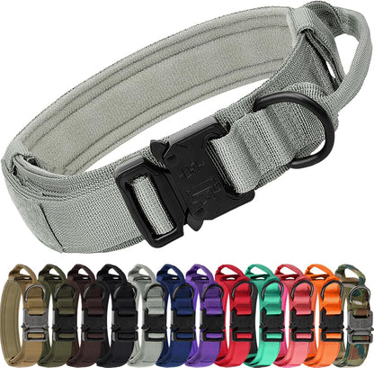 Joytale Tactical Dog Collar with Handle and Metal Buckle, Heavy Duty Padded Military Collar with 2 Patches for Training, Adjustable for Large Dogs, Black, L - Image 10