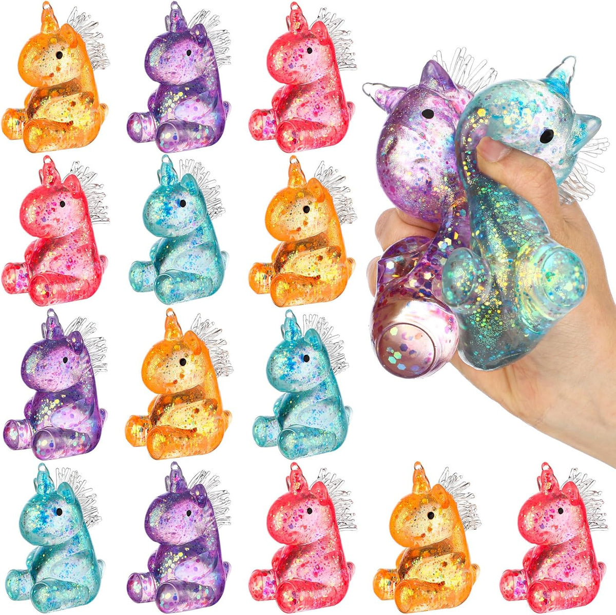 Meooeck unicorn stress relief toys 12 pack front view