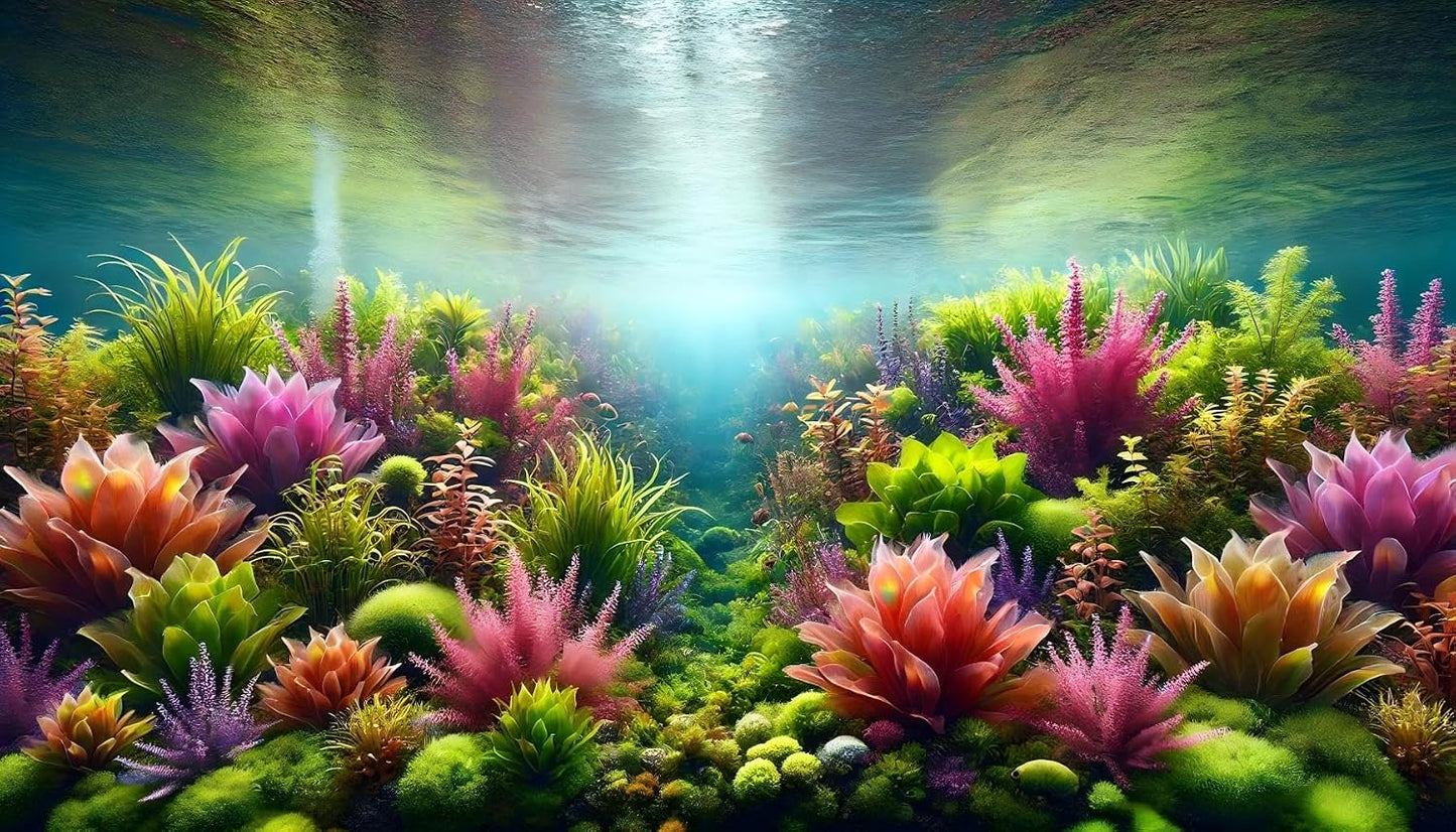 Underwater Cave Aquarium Background Rocks Water Plants Sunburst Landscape Fish Tank Background 24x12 Inches PVC Glass Container Decoration with Tapes - Image 15