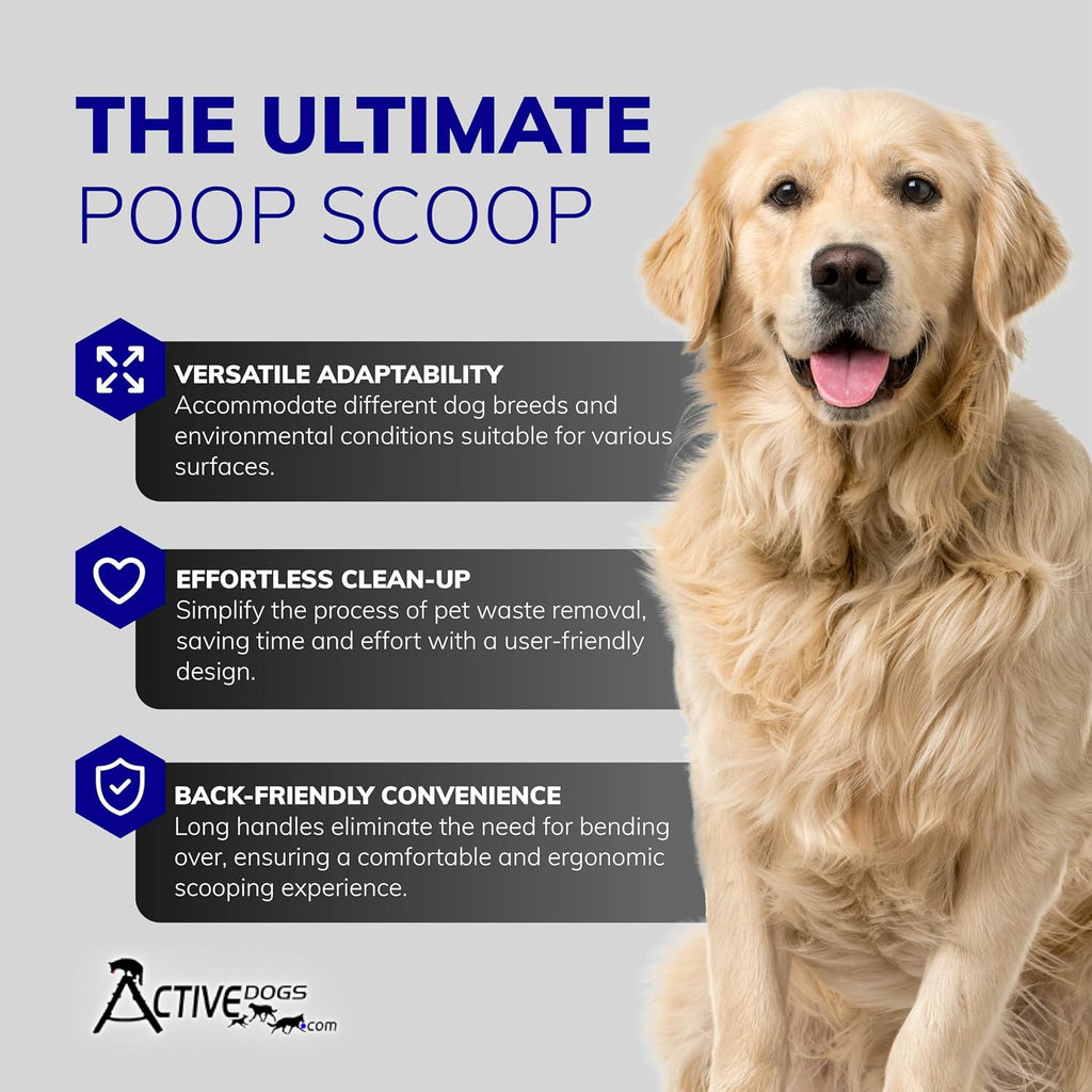 USA imported heavy duty pooper scooper with long ergonomic handles