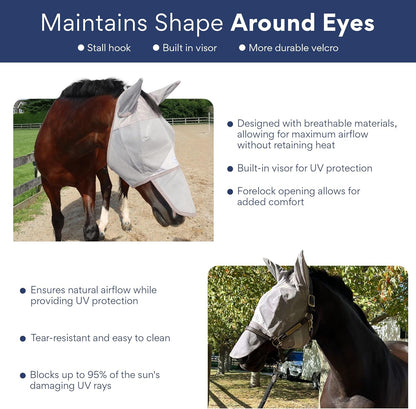 Close up of breathable mesh fabric on Tuffteq fly mask
