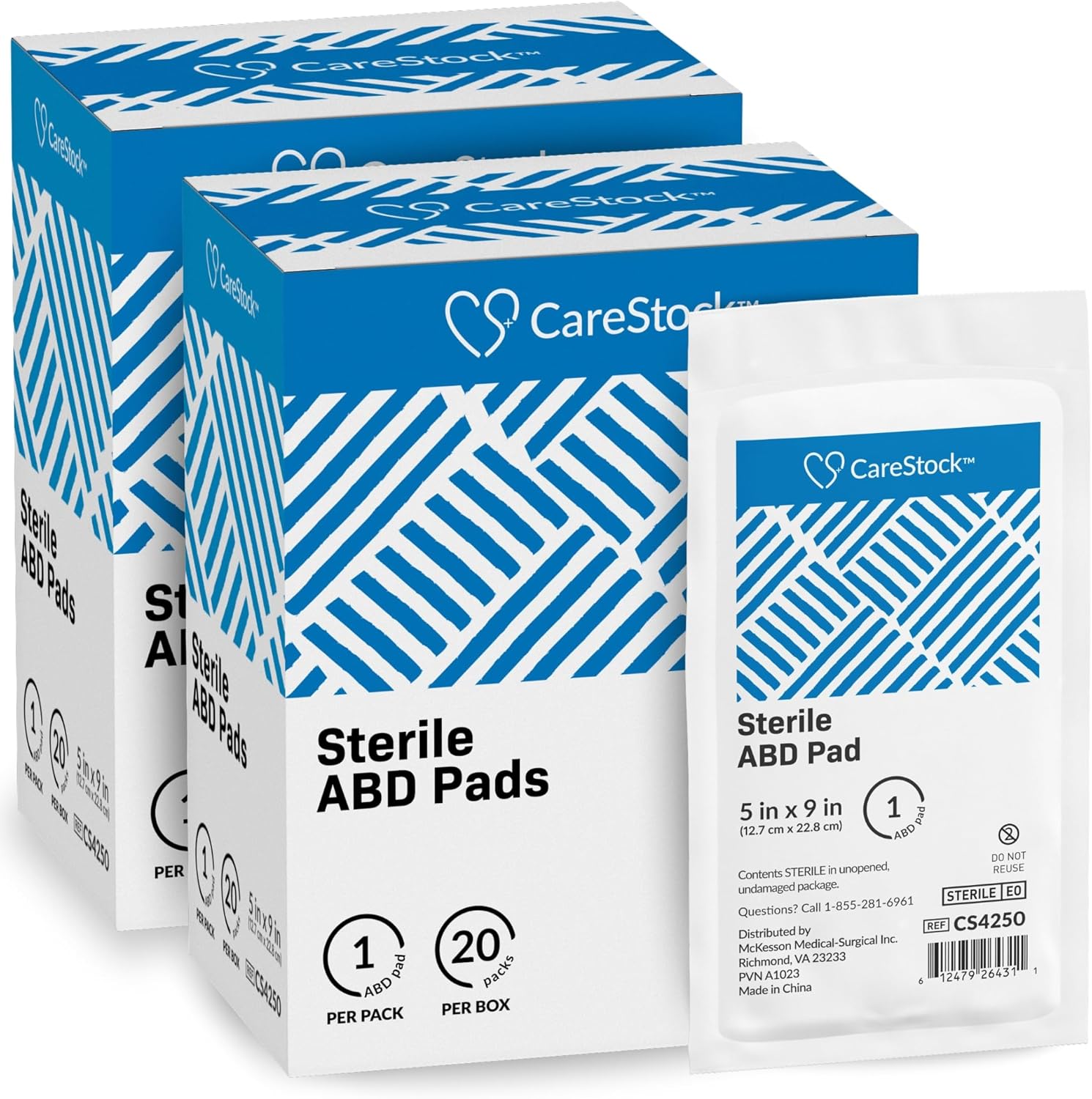 CareStock sterile abdominal pads pack front view medical dressing