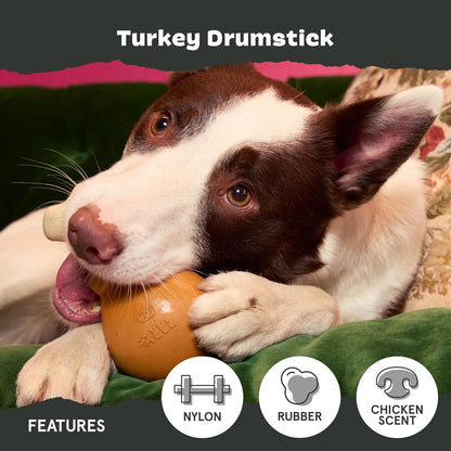 Side view of nylon and rubber Barkbox dog chew toy