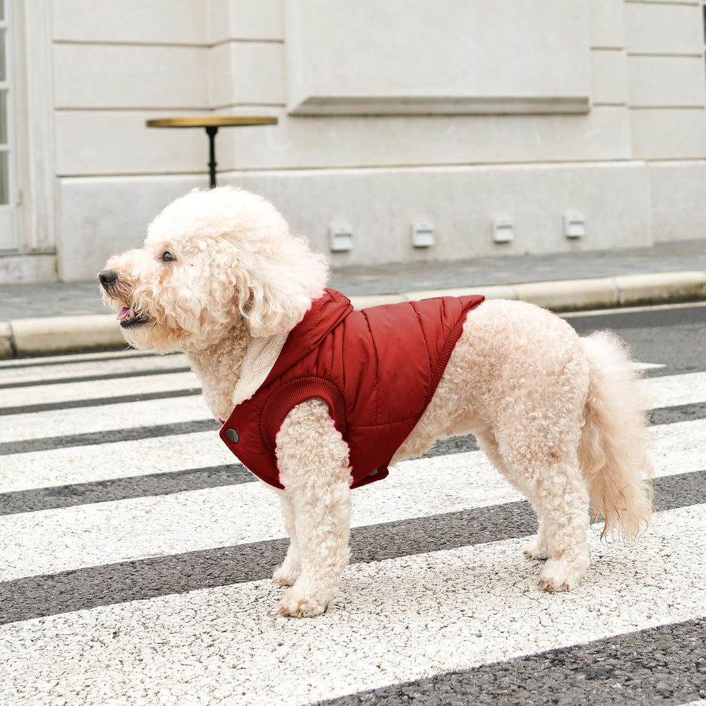 Vecomfy Fleece Lining Extra Warm Dog Hoodie in Winter,Small Dog Jacket Puppy Coats with Hooded,Red S - Image 7