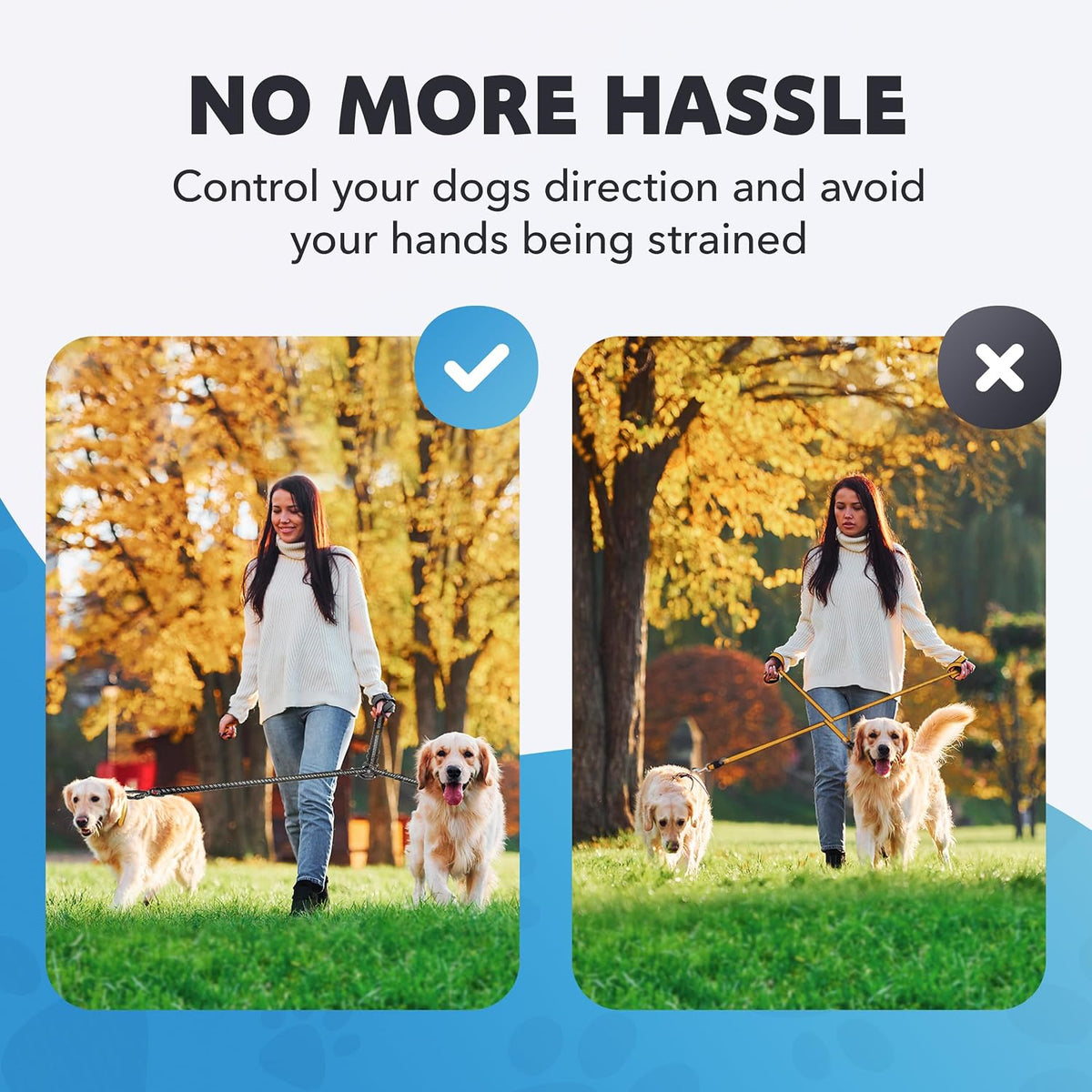 Smartus dual pet walker attachment showing robust snap closure hardware.