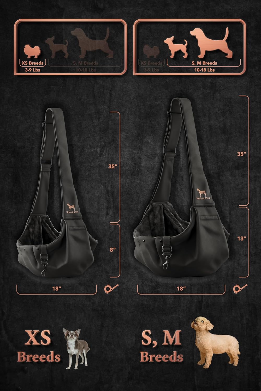 Interior view of soft fur lining in Noah and Paw dog sling