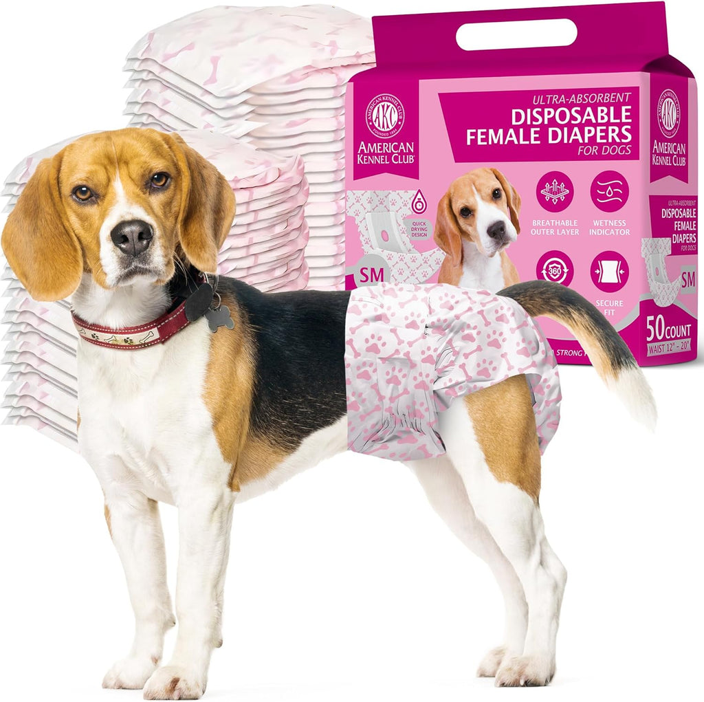 American Kennel Club Female Dog Wrap, Disposable Diapers with Wetness Indicator, Small, 50 Count - Image 11