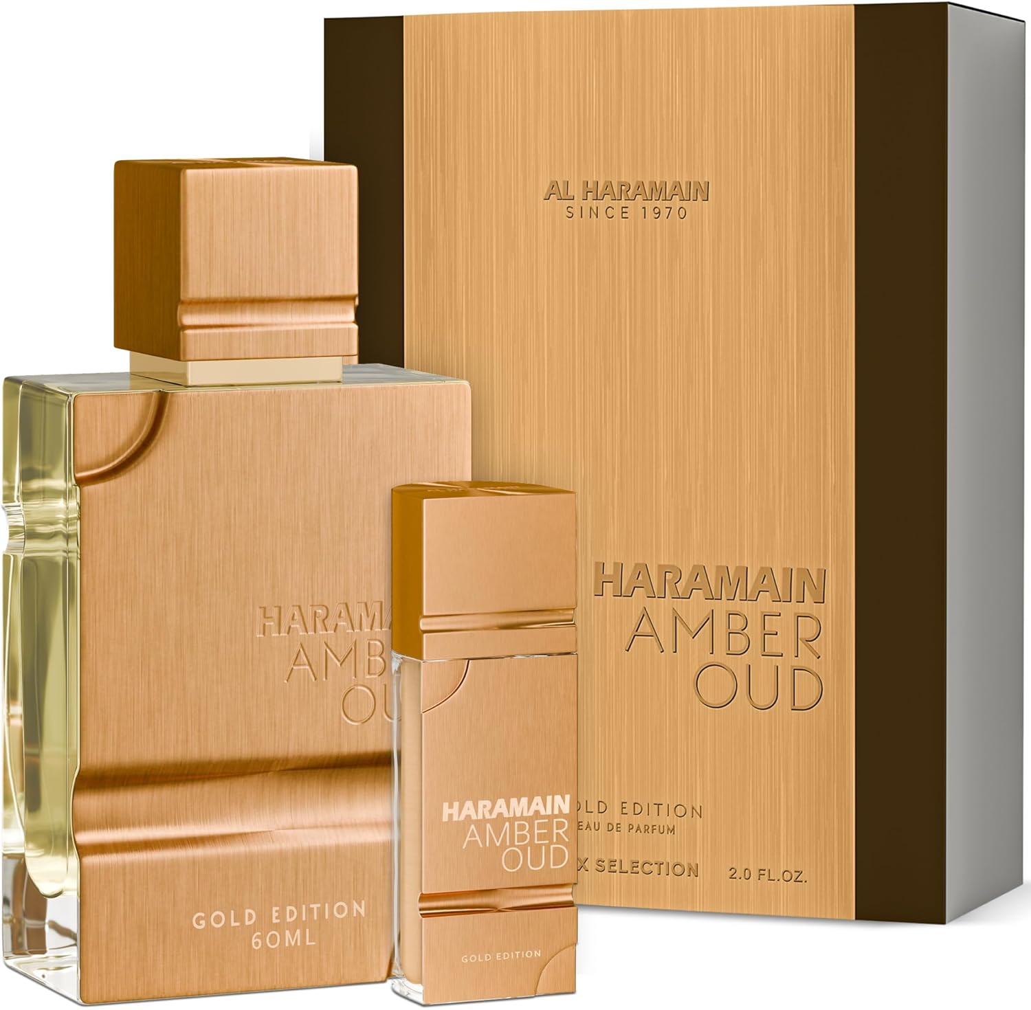 Al Haramain Amber Oud Gold Edition EDP 60ml front view bottle showing premium gold packaging design.