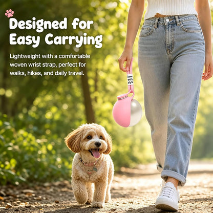 Parvala portable dog hydration ball with secure wrist strap for walking and hiking