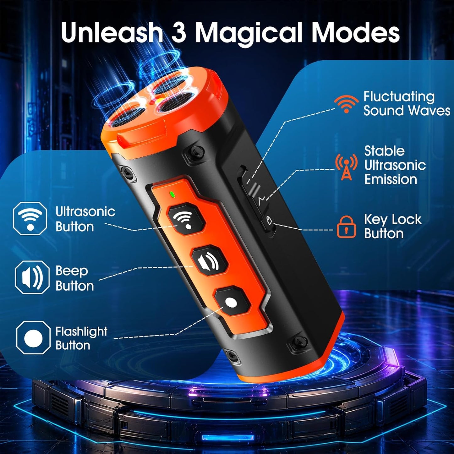 Side profile of JTJTXL ultrasonic dog training tool with USB port
