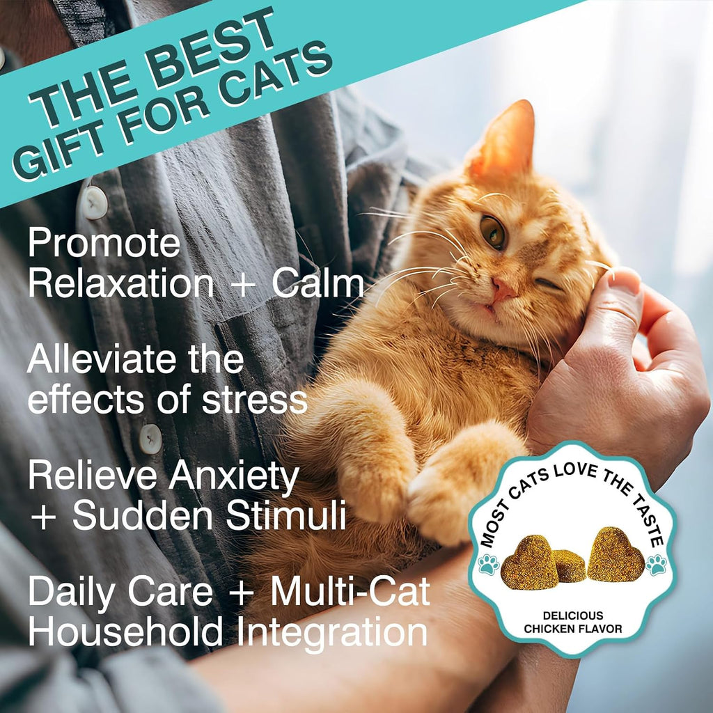 Chicken flavor soft chews for indoor cats stress support