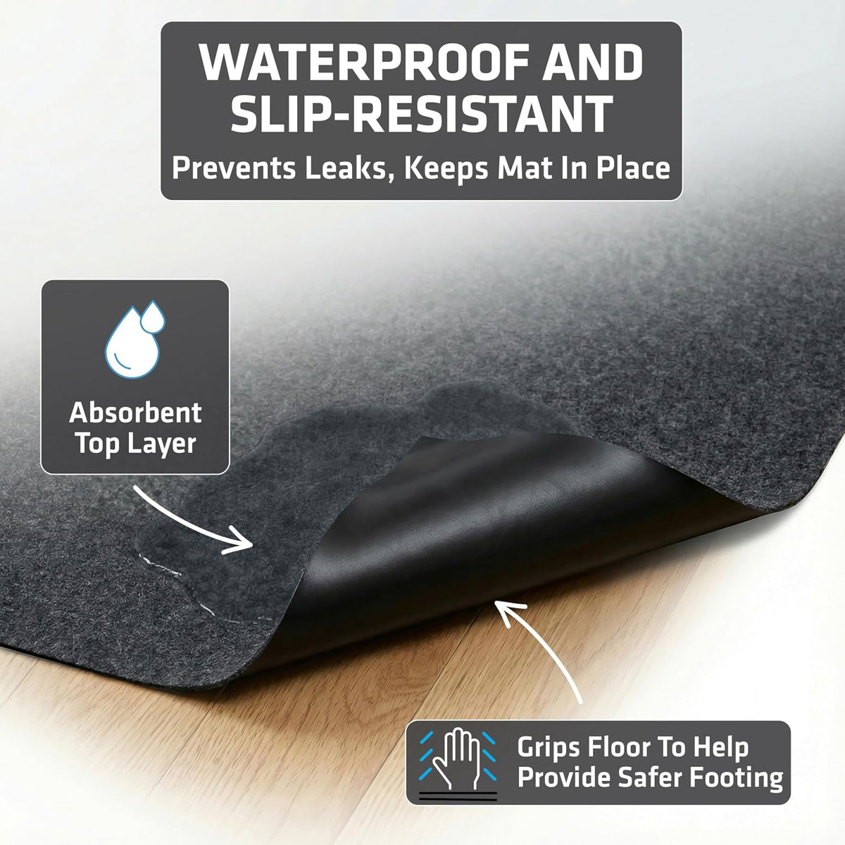 Drymate waterproof backing detail for floor protection