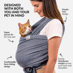 Hands-free anti-anxiety cat carrier pouch in gray color