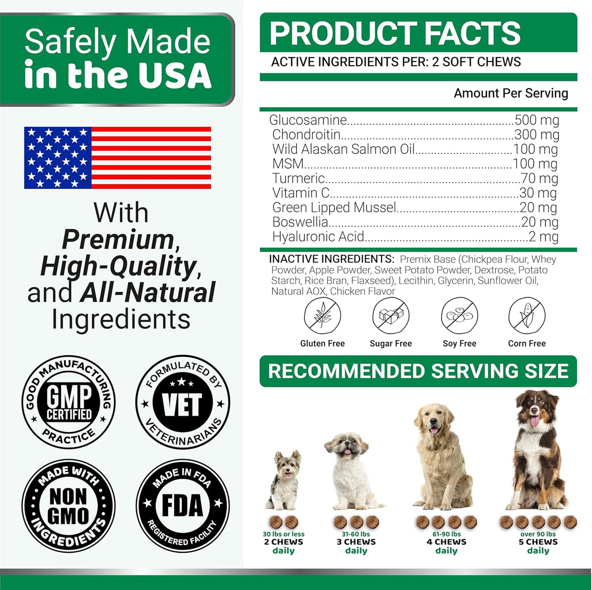 Imported YUMA'S dog joint chews container showing product directions.