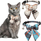 Boy Cat Collar Breakaway with Bell, Blue Plaid Cat Shirt Collar - Image 7