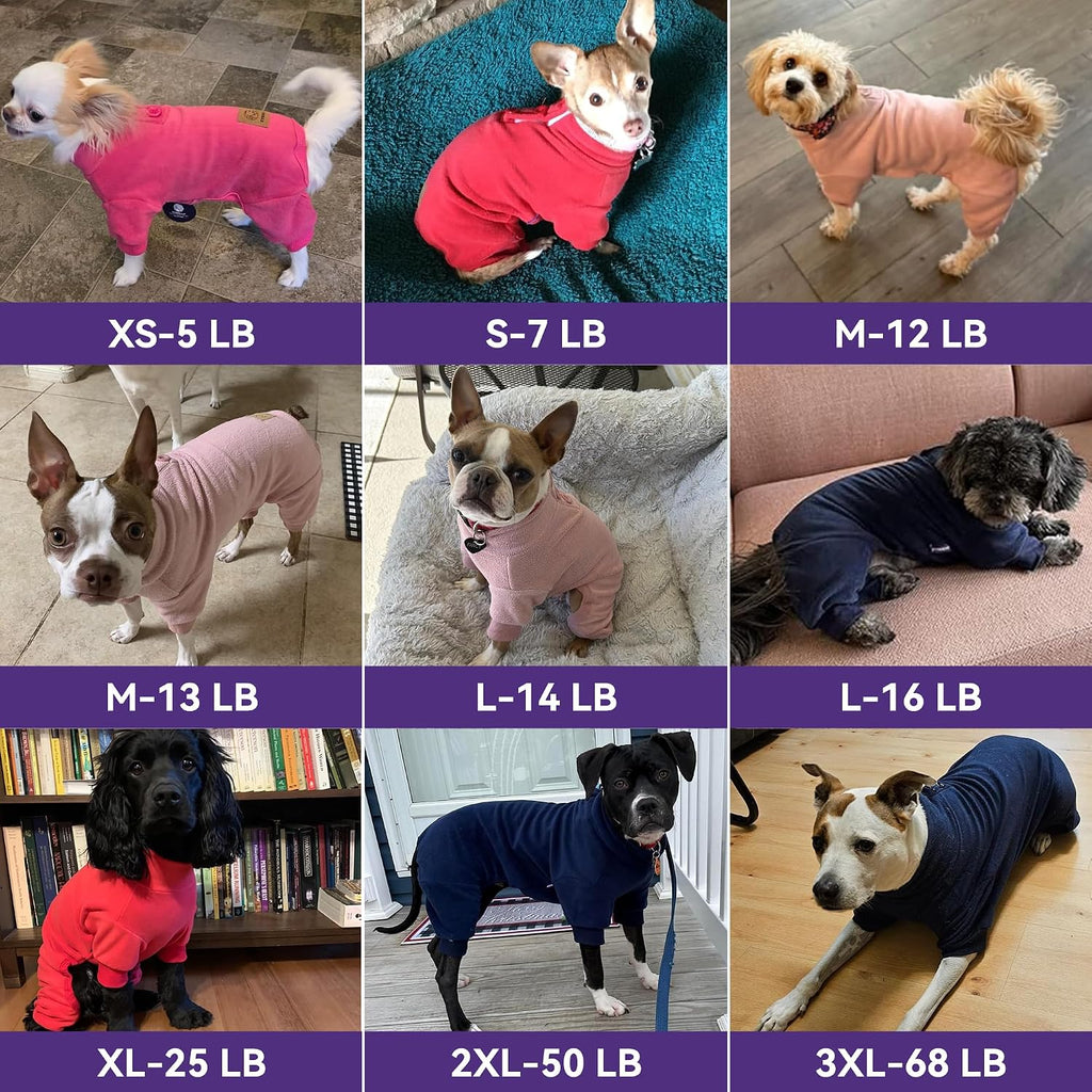 Back view of Cyeollo dog pajamas showing full leg coverage