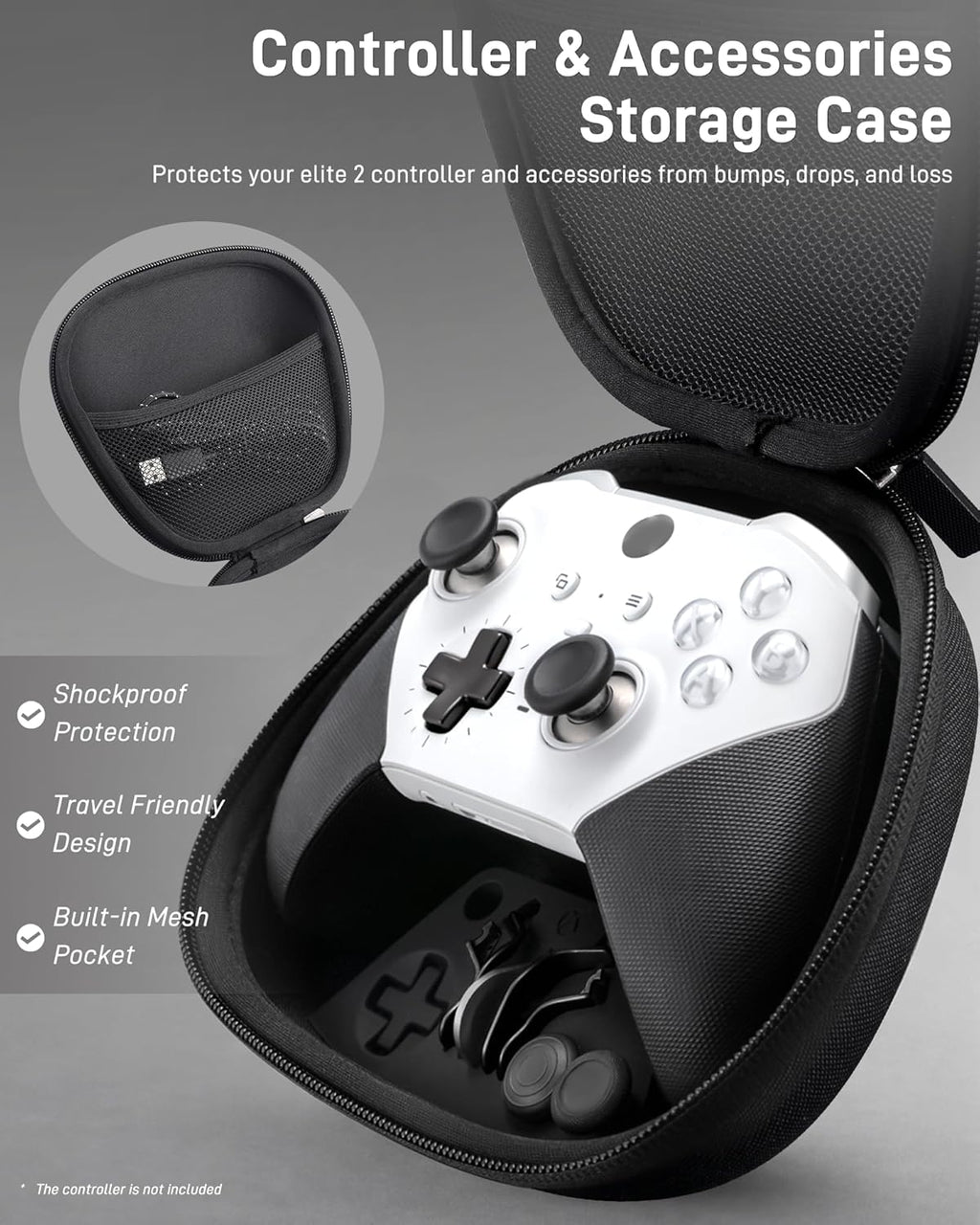 Close up of BSUZUN magnetic interchangeable thumbsticks and stainless steel paddles for pro gaming controllers
