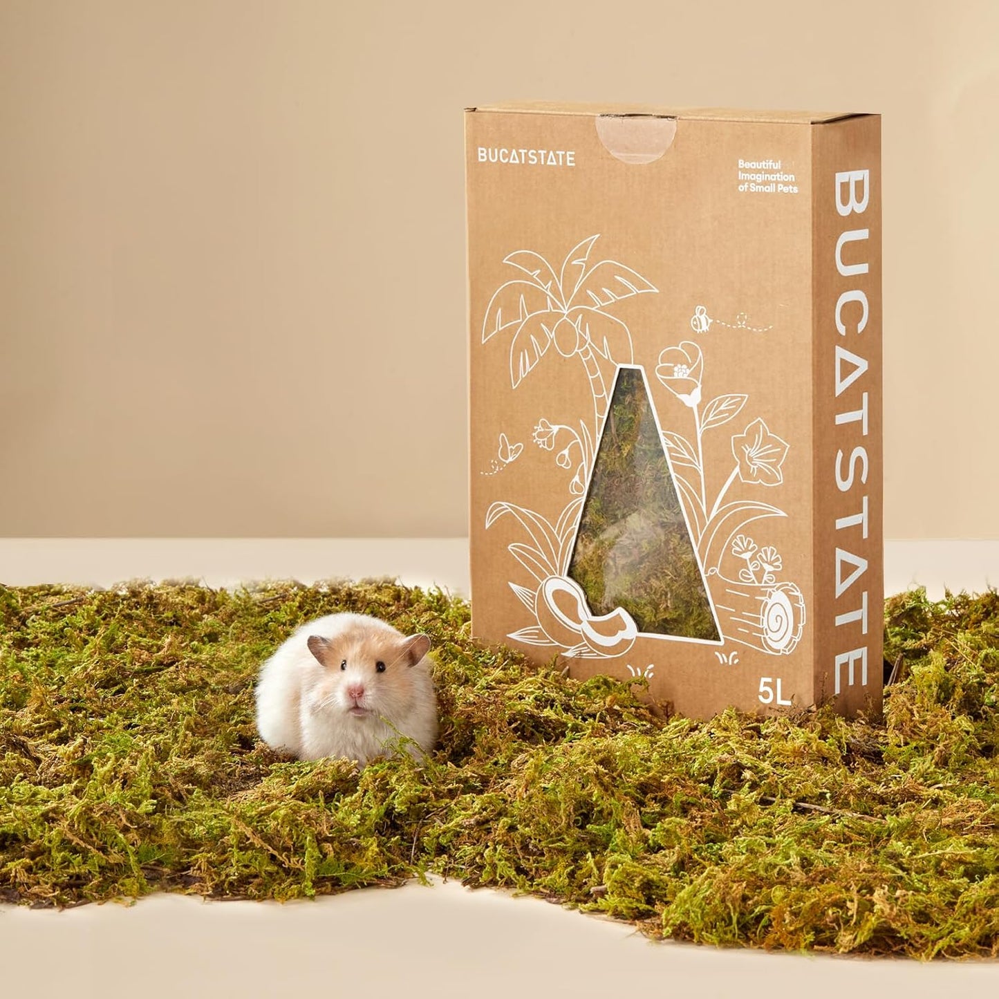 BUCATSTATE Cork Bedding 5L, Natural Hamster Bedding Odor Control for Dwarf Syrian Hamsters, Gerbils, Mice, Low-dust Hamster Substrate with Paper Hideout Box (Grain 2-4mm) - Image 9