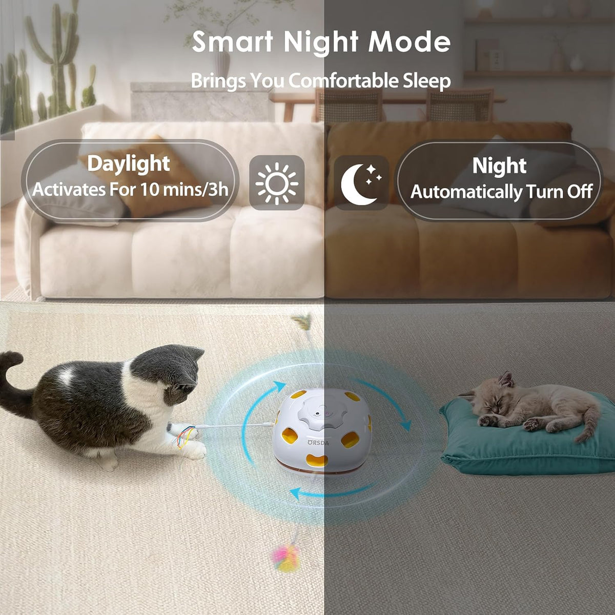 ORSDA indoor cat entertainment system showing the non slip rubber grip base.