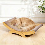 AROPEME cat scratcher bed front view featuring the curved natural sisal scratching surface and solid wood frame.
