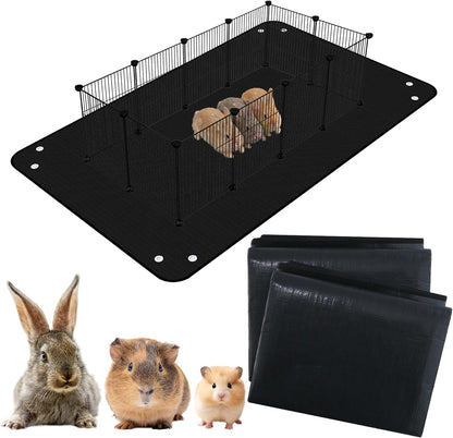 Waterproof Pet Playpen Mats for Bunny, 2 Packs Plastic Floor Mat 59 x 39 in, Reusable Black Cage Liner for Hamsters, Ferrets, Guinea Pig, Rabbits and Other Small Animals - Image 1