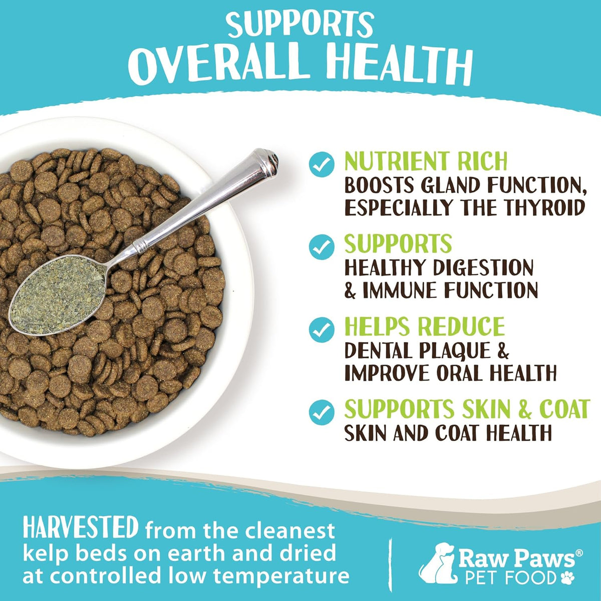 Raw Paws kelp powder nutrition facts and ingredients label