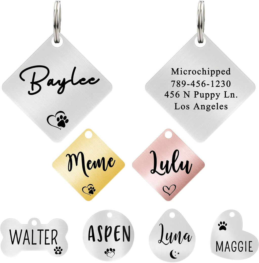 Ultra Joys Dog ID Tag, Custom Dog Tag Personalized Cat Tag, Pet ID Tag, Brushed Stainless Steel Heart Cat Tags Pet Tags Rose Gold Small - Image 12
