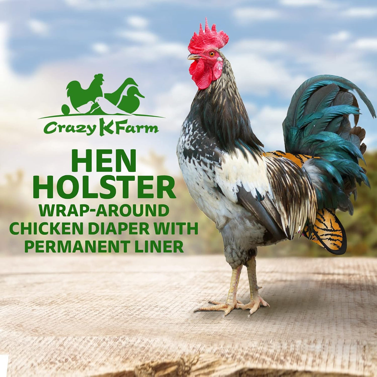 Hen Holster extra large chicken diaper showing waterproof liner