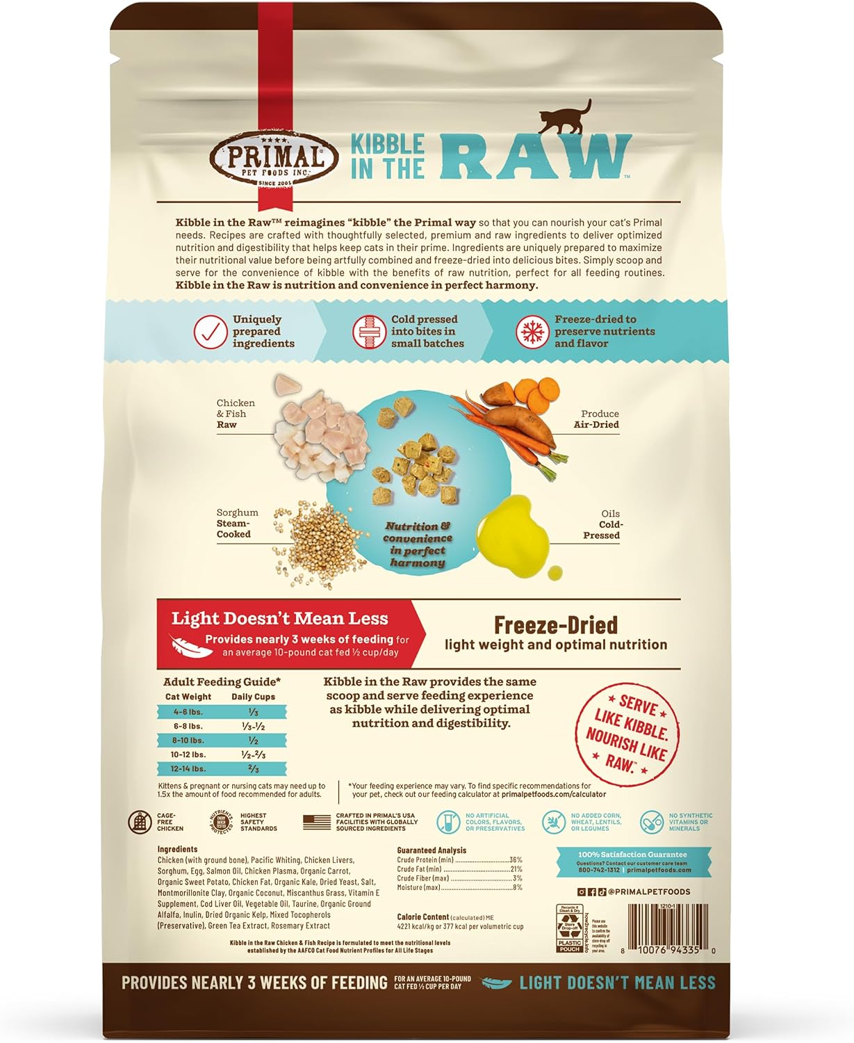 Close up of Primal Kibble in the Raw freeze dried cat food bites