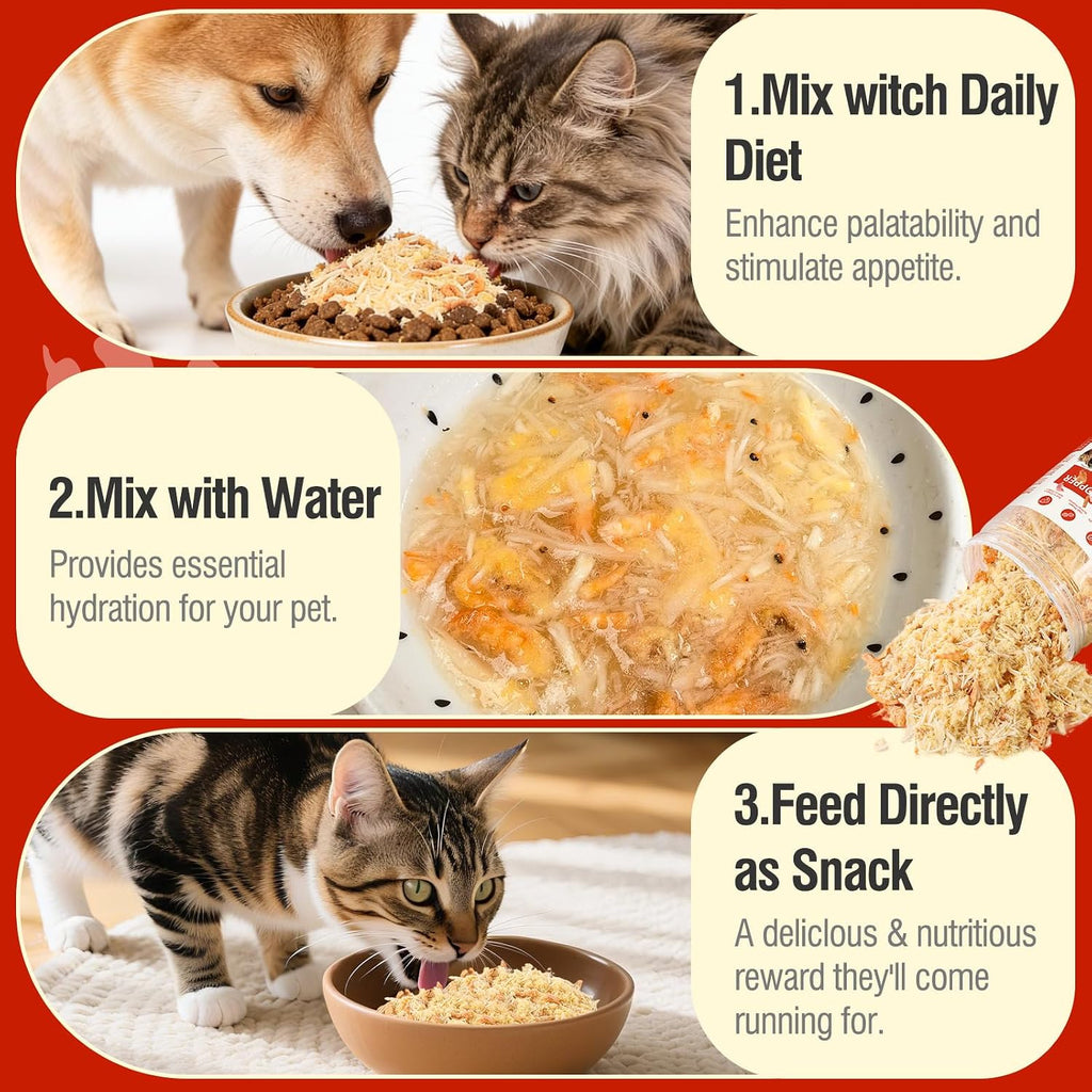 DYD pet food topper packaging showing ingredients