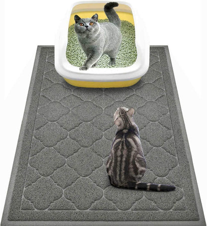 WePet Cat Litter Box Mat, Kitty Premium PVC Pad, Durable Trapping Rug, Phthalate Free, Urine-Resistant, Scatter Control, XXL 47 x 36 Inch, Grey - Image 9