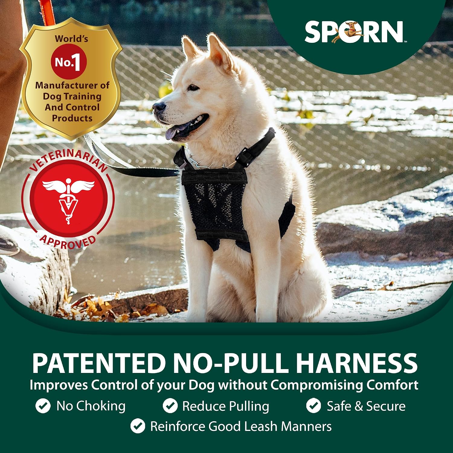 Sporn nylon mesh dog harness for large breeds