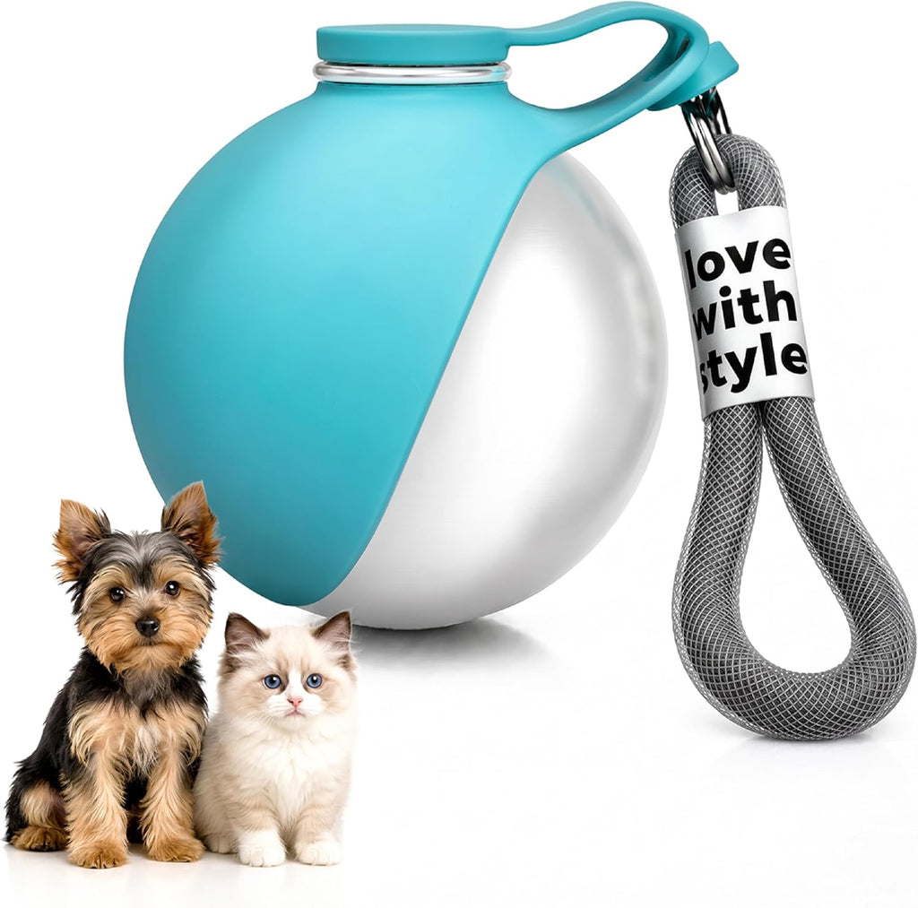 KLINNA portable dog water bottle front view stainless steel pet dispenser
