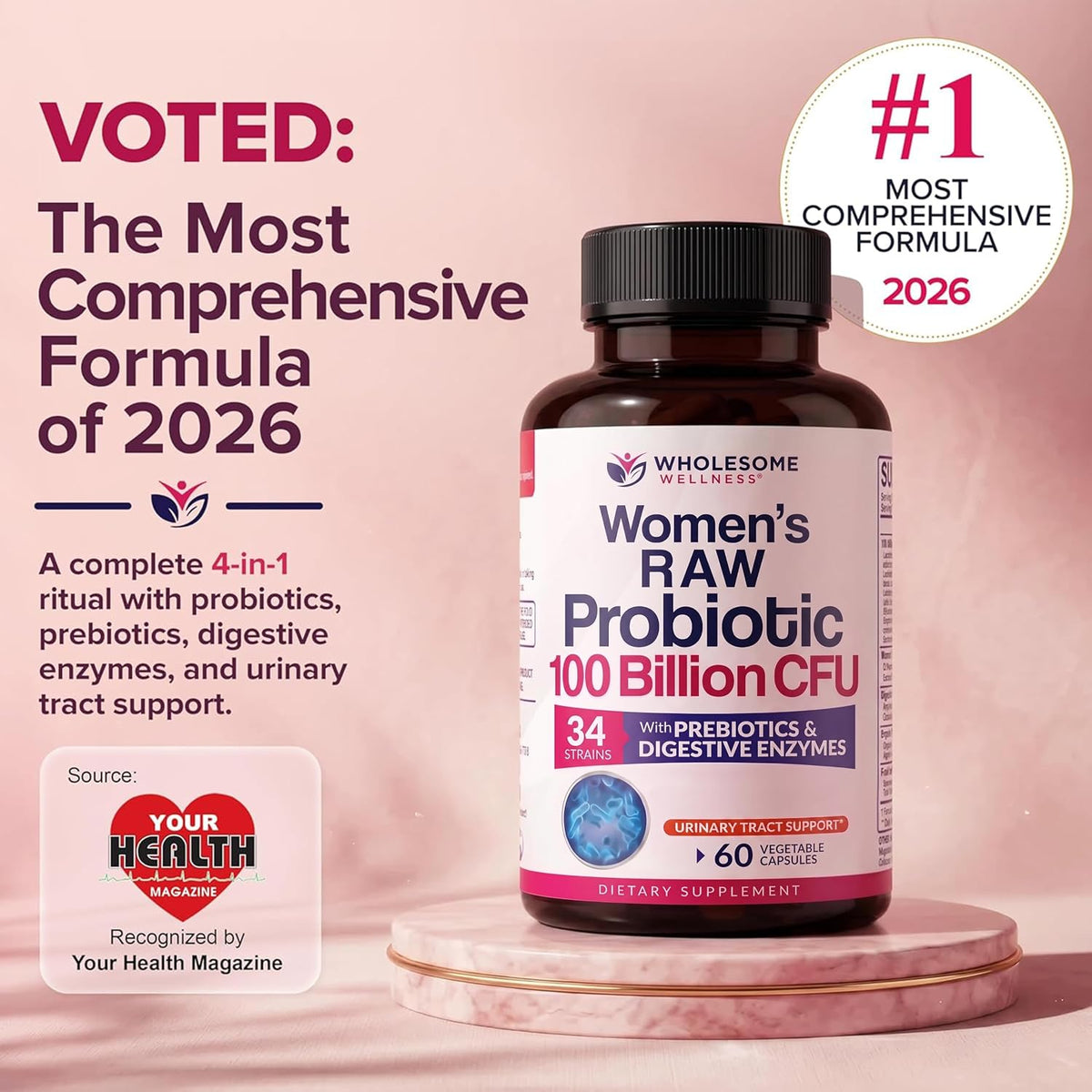 Wholesome Wellness raw probiotics capsule supplement back label details