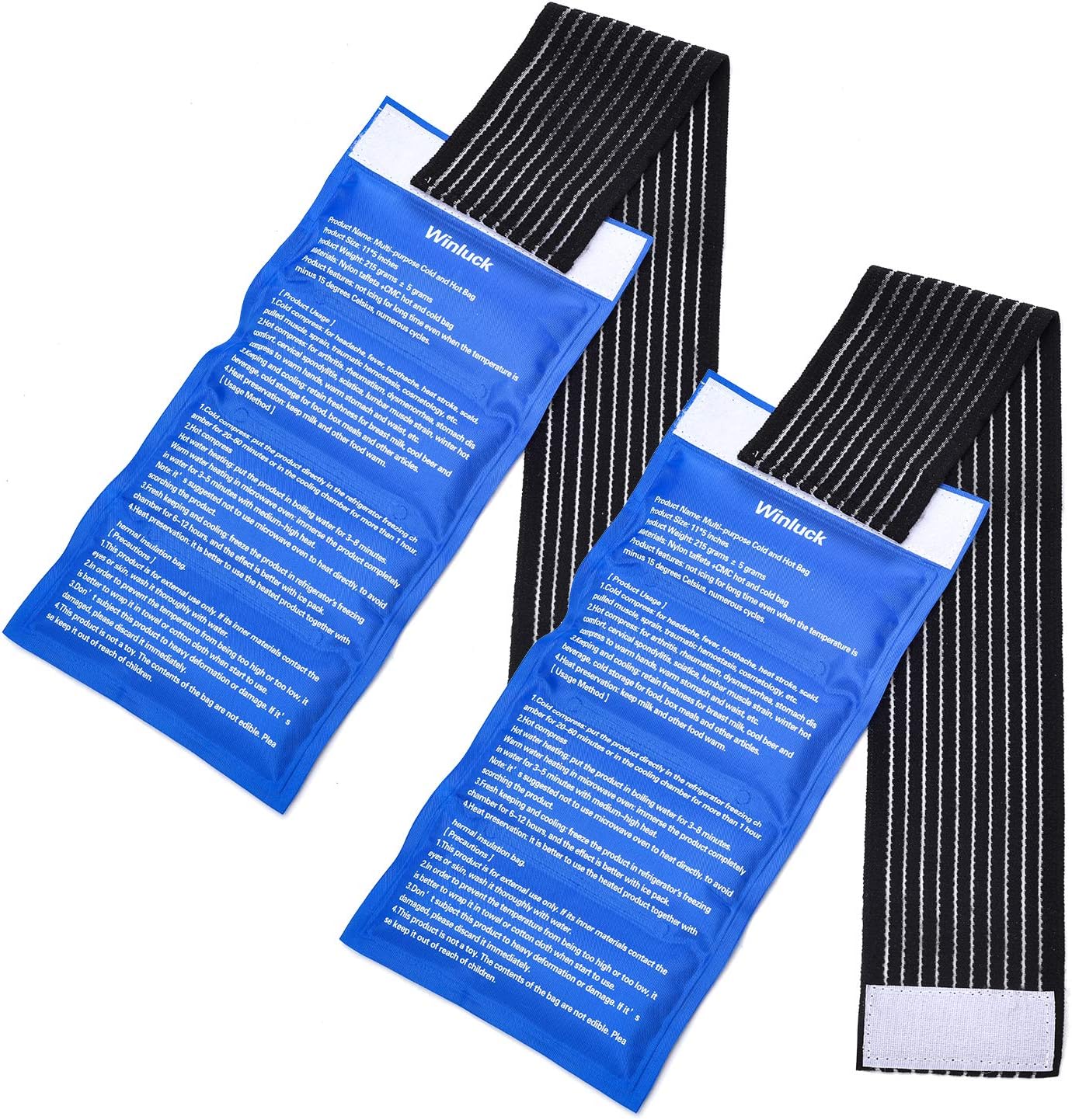Winluck gel ice cold packs 2 piece set front view for pain relief