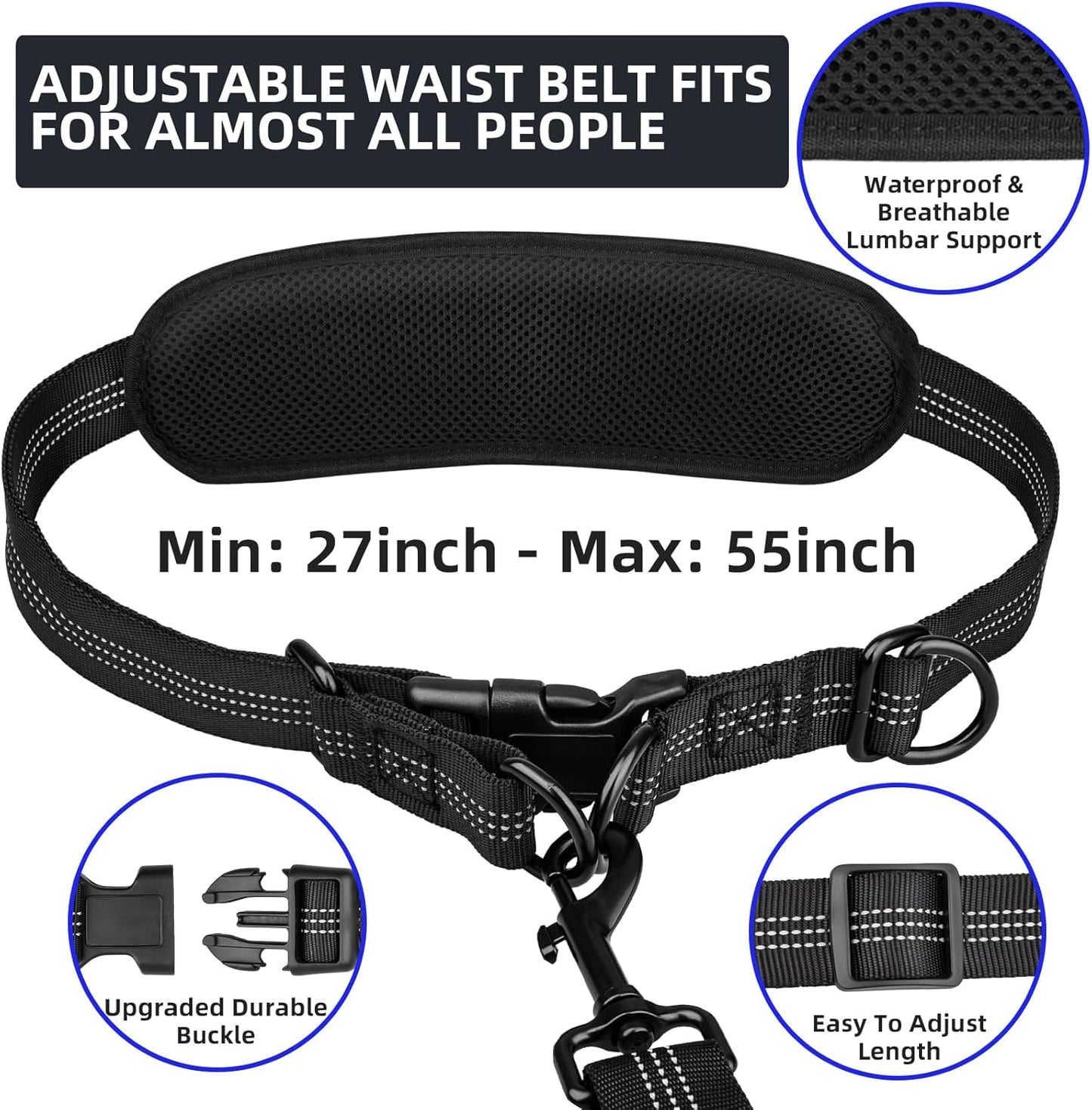 Multifunctional dual layer storage pouch attached to the waist belt containing a phone and dog treats.