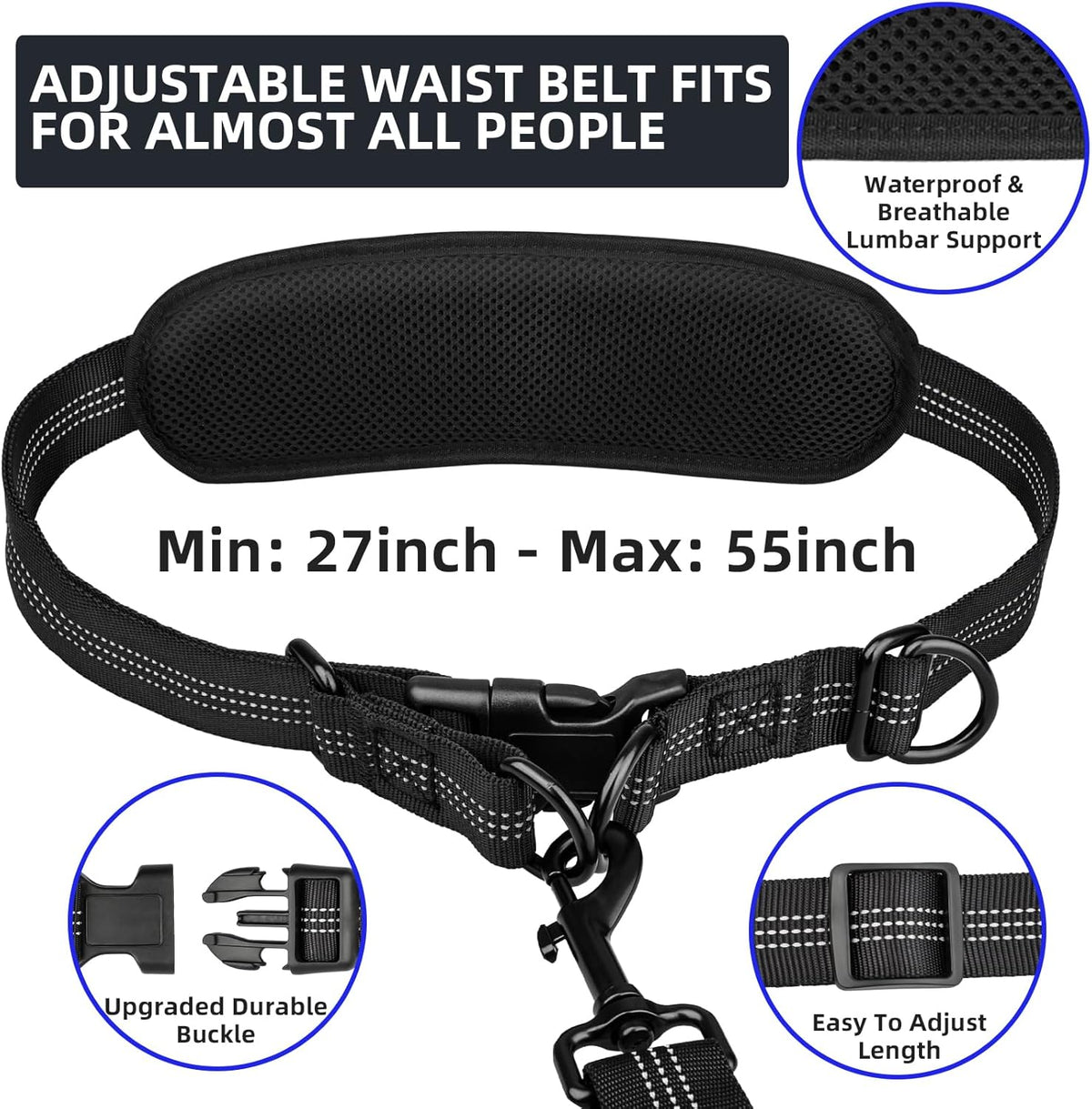 Multifunctional dual layer storage pouch attached to the waist belt containing a phone and dog treats.