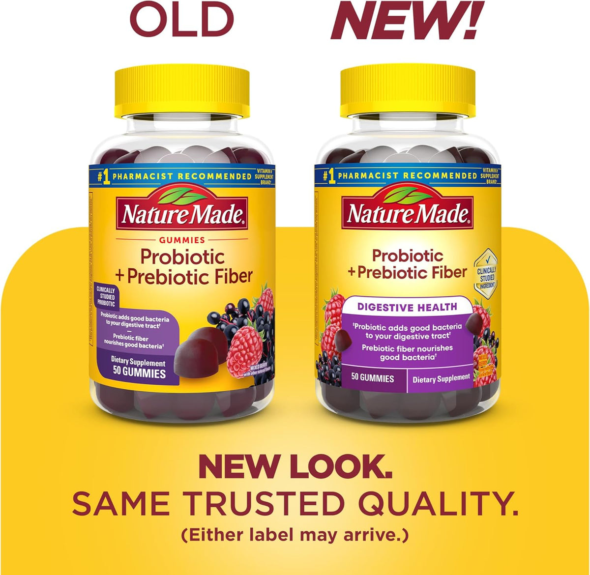 Nature Made Probiotic Prebiotic Fiber Gummies supplement facts label