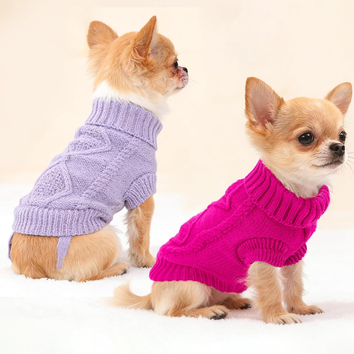 Kallfir's Cutie turtleneck pet clothes purple color side view