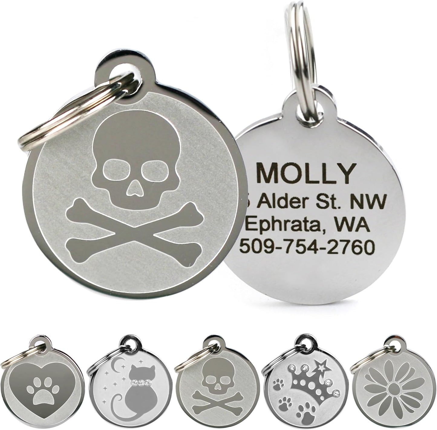 GoTags Stainless Steel Cat ID Tags, Available in Mouse and Cat Shapes, Includes up to 4 Lines of Custom Engraved Personalized Text - Image 14