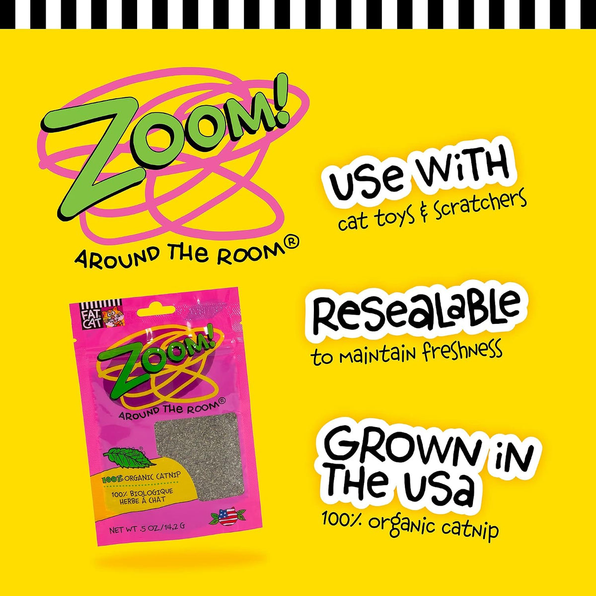 Pink resealable pouch showing label details and branding