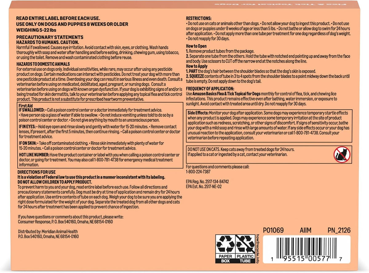 Amazon Basics Preventative Flea and Tick Topical Treatment for Small Dogs (5-22 pounds), 6 Count, Packaging May Vary - Image 9