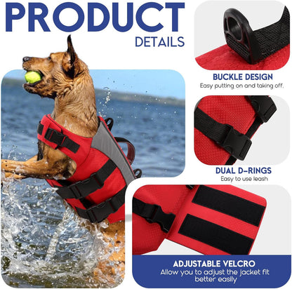 ASENKU high visibility dog swimsuit with gray reflective stripes back view